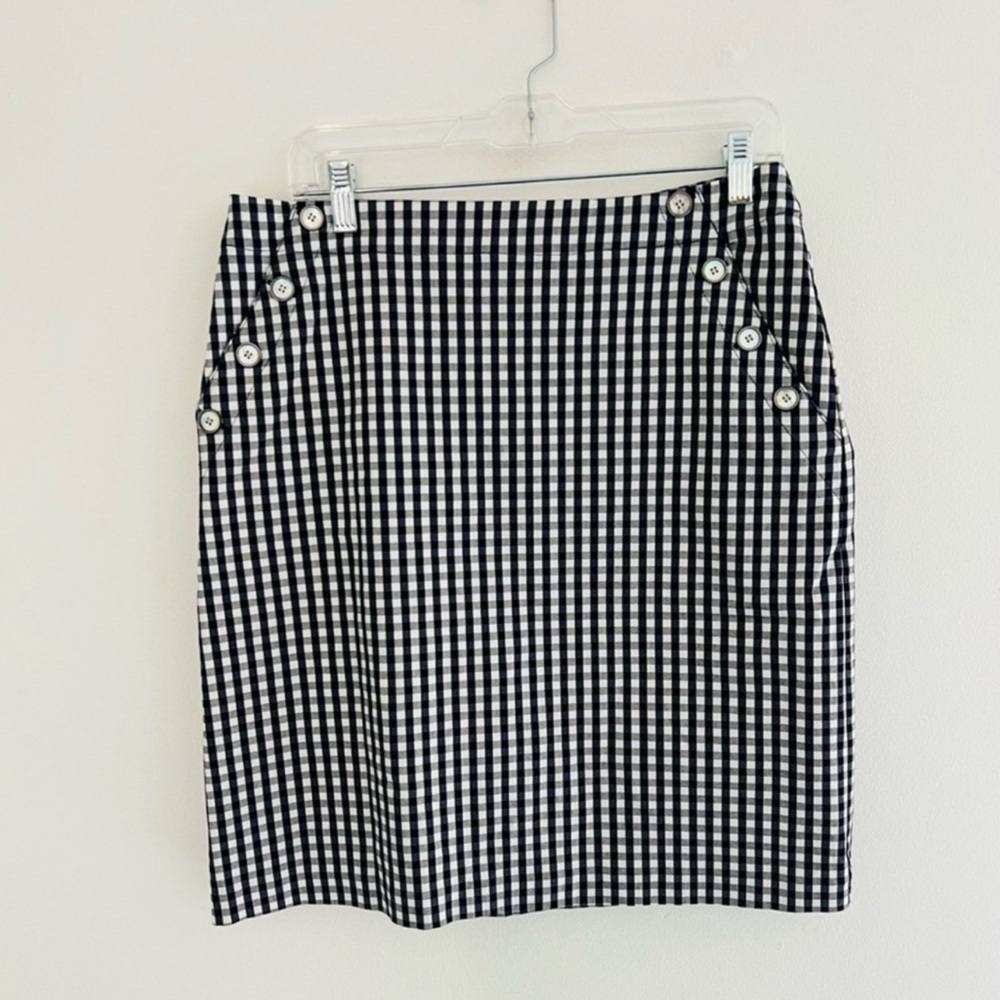 J. McLaughlin Navy Black White Gingham Mini Skirt 10